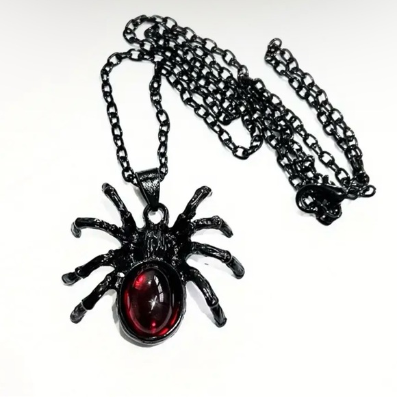 Gothic Black/Red Cute Spider Pendant Necklace‎ Punk  Retro Style Fashion Jewelry - Picture 9 of 14